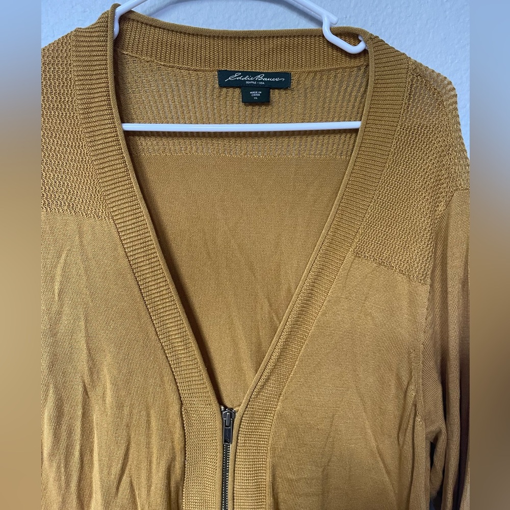 Eddie Bauer yellow mustard cardigan - Picture 3 of 5